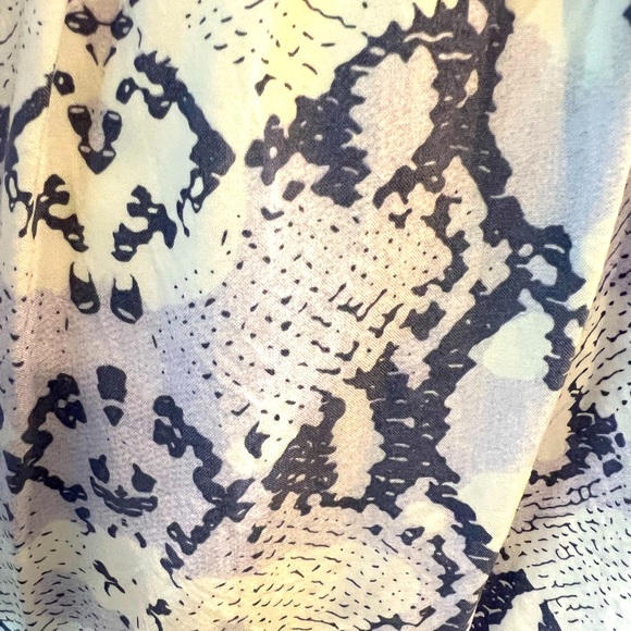 SOLD Deep V Plunge Neckline Snakeskin Blue Dress Coverup XL cinch waist - Picture 8 of 11